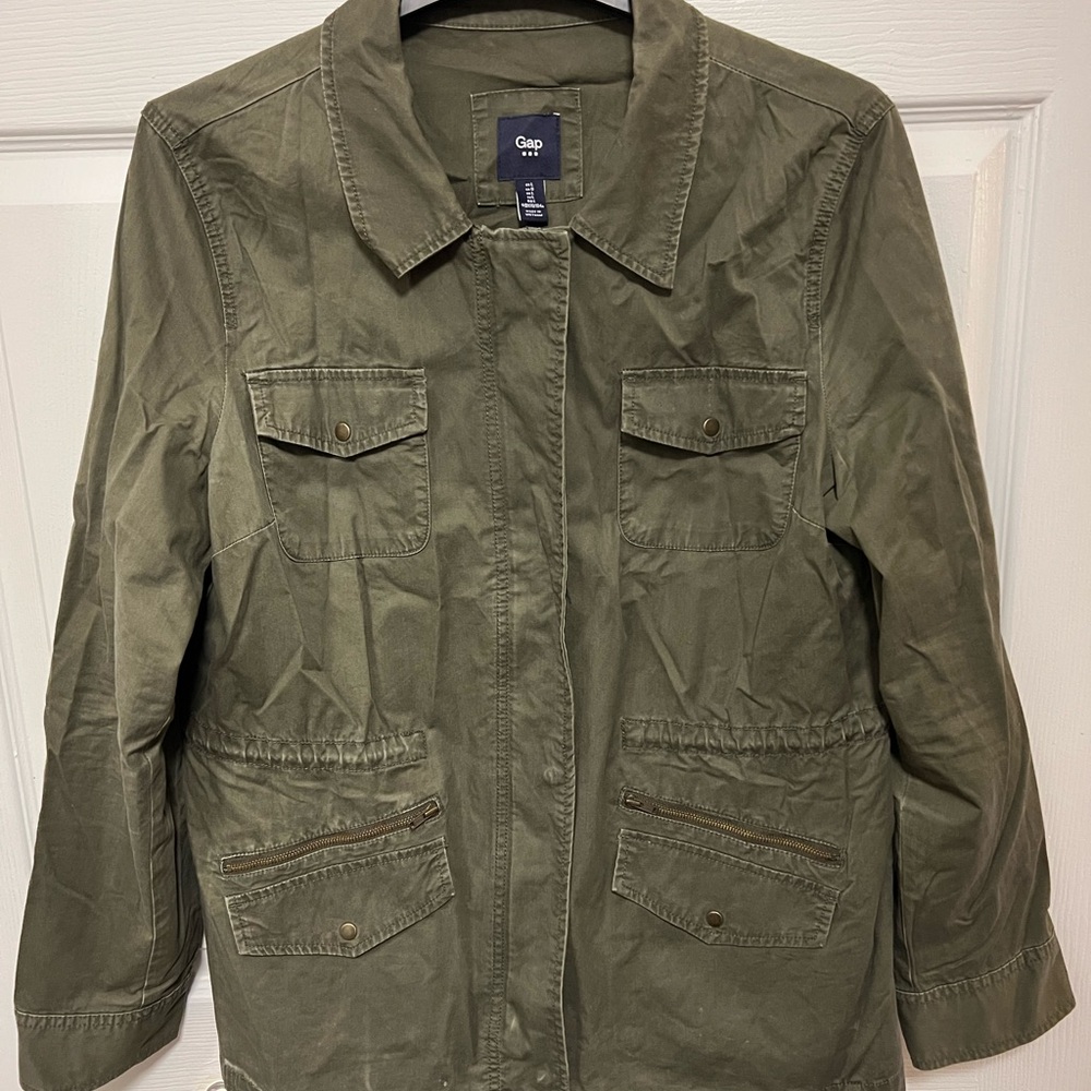 GAP Women's Lightweight Olive Military Style Ripstop Jacket | Size LG